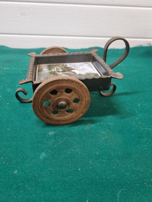Asbak kar retro smeedijzer hout met beschilderde tegel, Huis en Inrichting, Ophalen of Verzenden, 'T Olde Gre-j, Info@toldegrej.nl