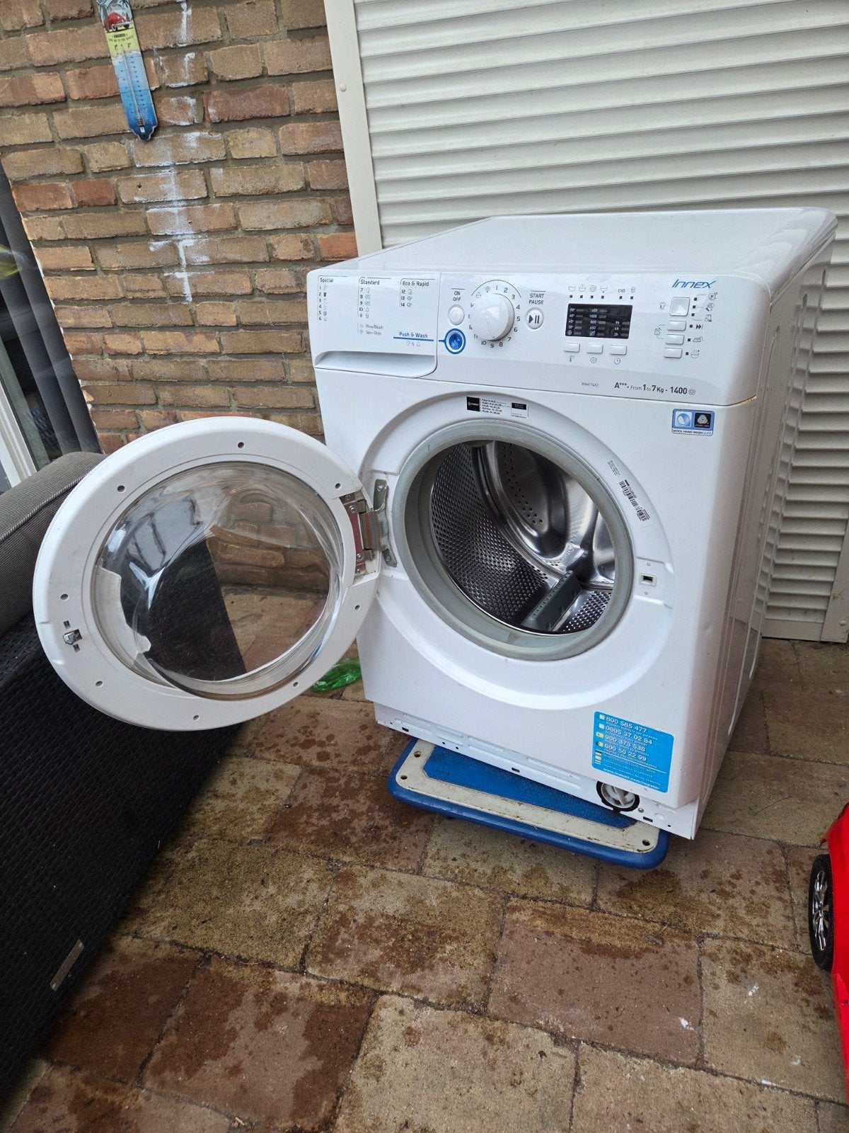 Indesit Innex Wasmachine 7kg 1400 toeren, Ophalen, Gebruikt, Energieklasse A of zuiniger, Voorlader