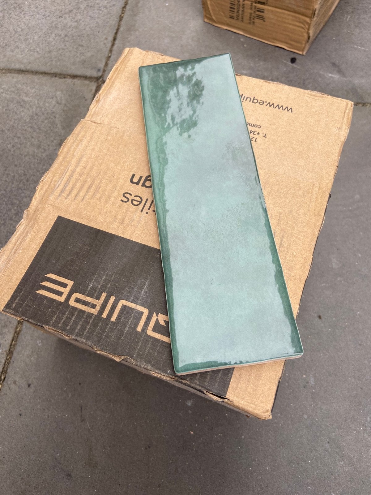 Wandtegel 6,5x20 donker groen, Ophalen, Nieuw, Minder dan 20 cm, Minder dan 5 m²