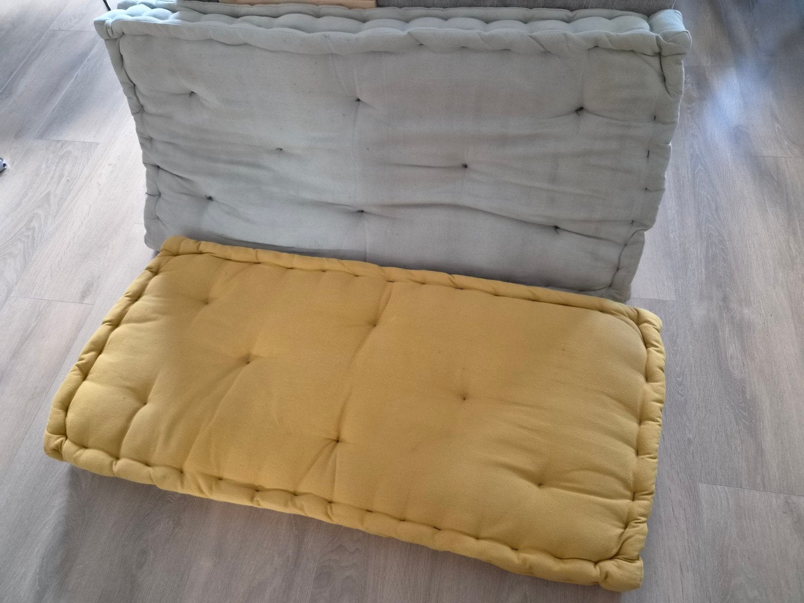 Set van 2 Palletkussens - Geel en Grijs, Ophalen, Overige merken, Gebruikt, Meerkleurig