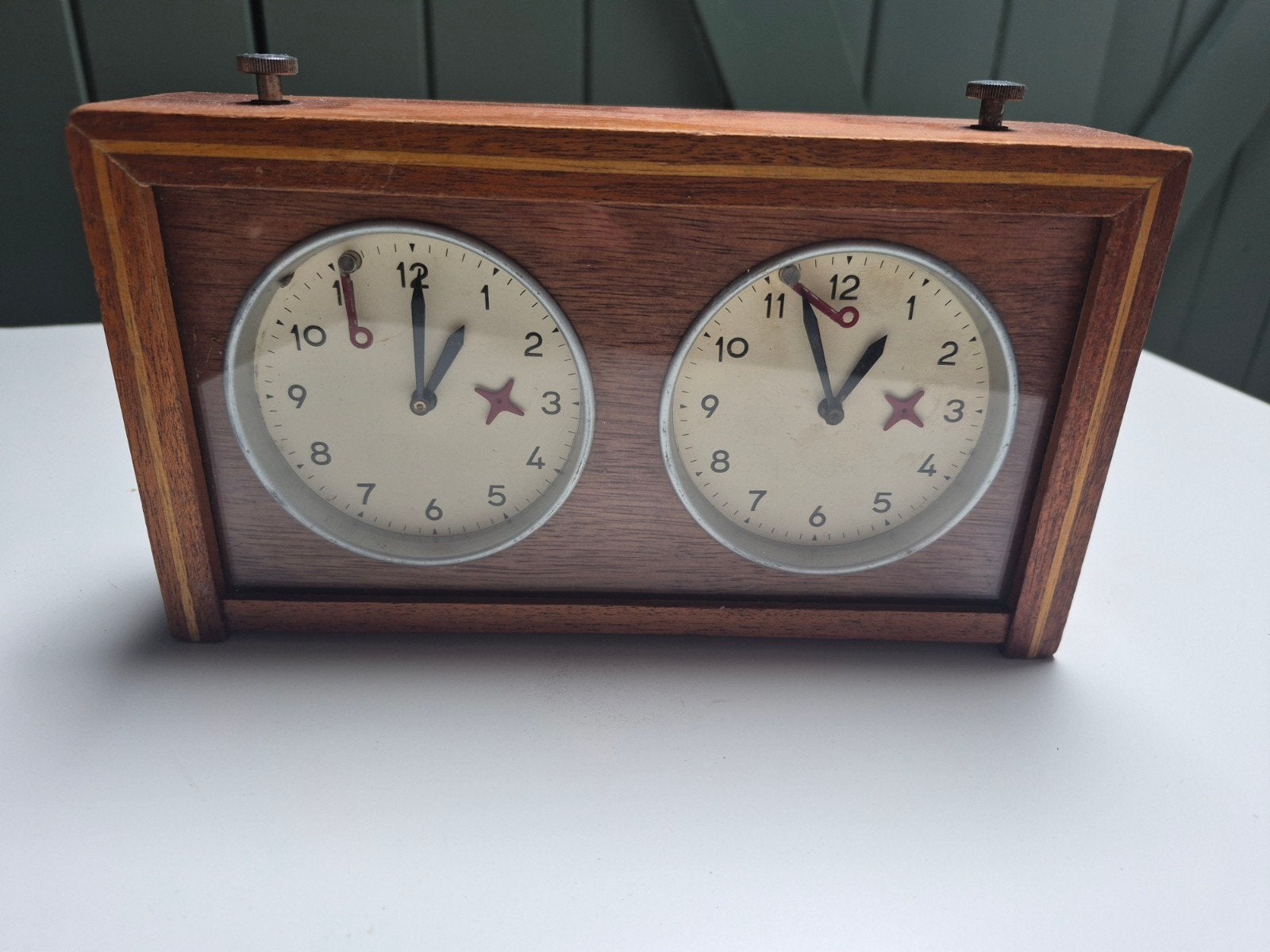 Vintage houten schaakklok, Ophalen of Verzenden