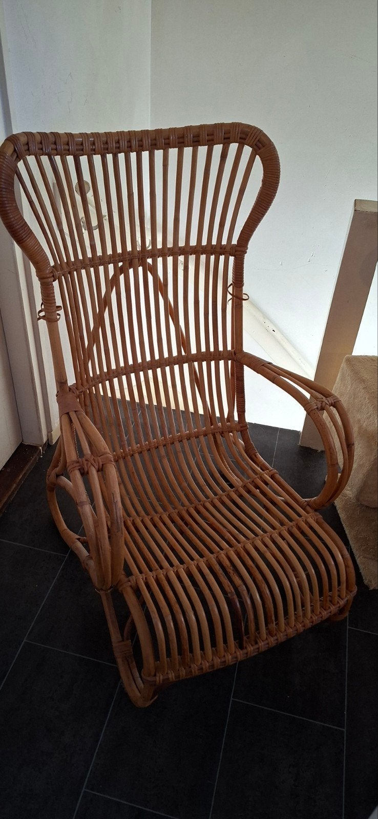 Vintage rotan stoel, Ophalen, Gebruikt, Bruin, Vintage