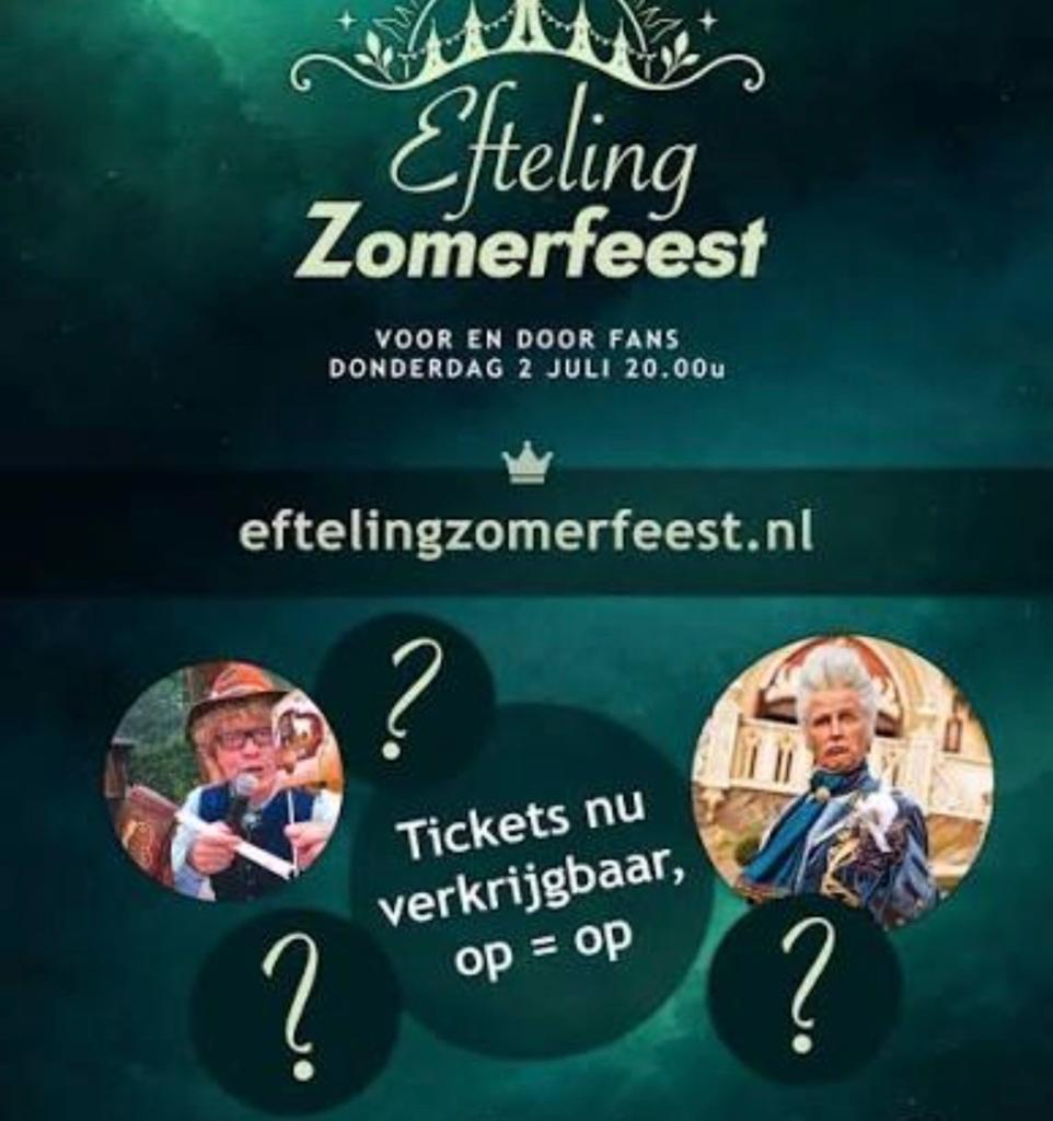 Gezocht ik zoek 2 kaartjes efteling zomerfeest 2 juli 2026, Ticket of Toegangskaart