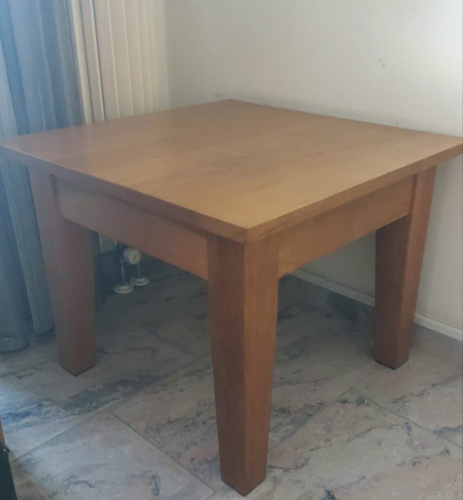 massief eikenhouten bijzettafel, Gebruikt, Klassiek, Vierkant, 55 tot 75 cm