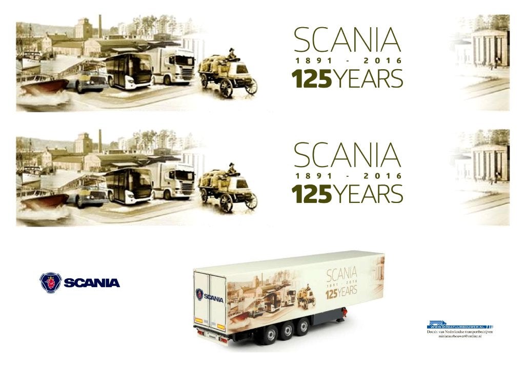 Vrachtauto decal 1:50 Scania 125 jaar, Verzenden, Nieuw, Bus of Vrachtwagen, Overige merken