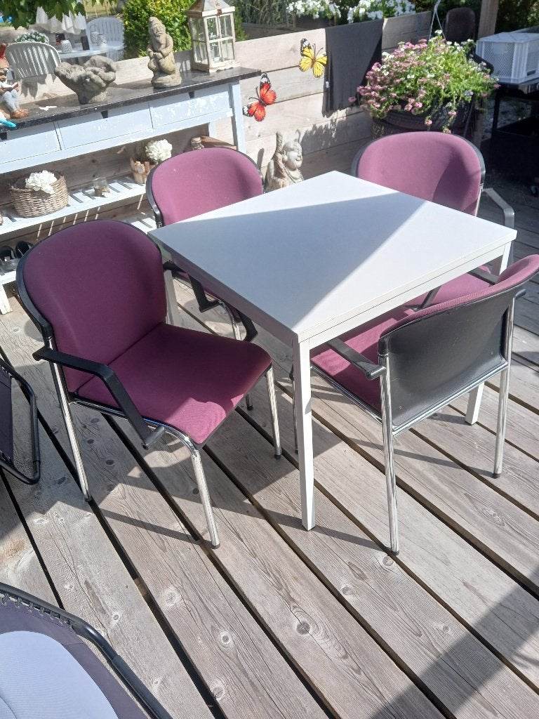 Eethoek 80x80x75 met 4 stoelen, Ophalen, Gebruikt, 100 tot 150 cm, 50 tot 100 cm