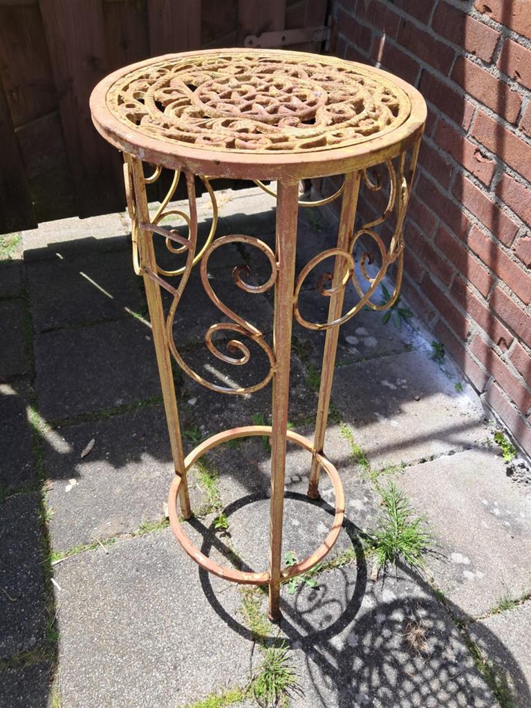 Brocante ijzeren plantenstandaard - 75cm hoog, Ophalen
