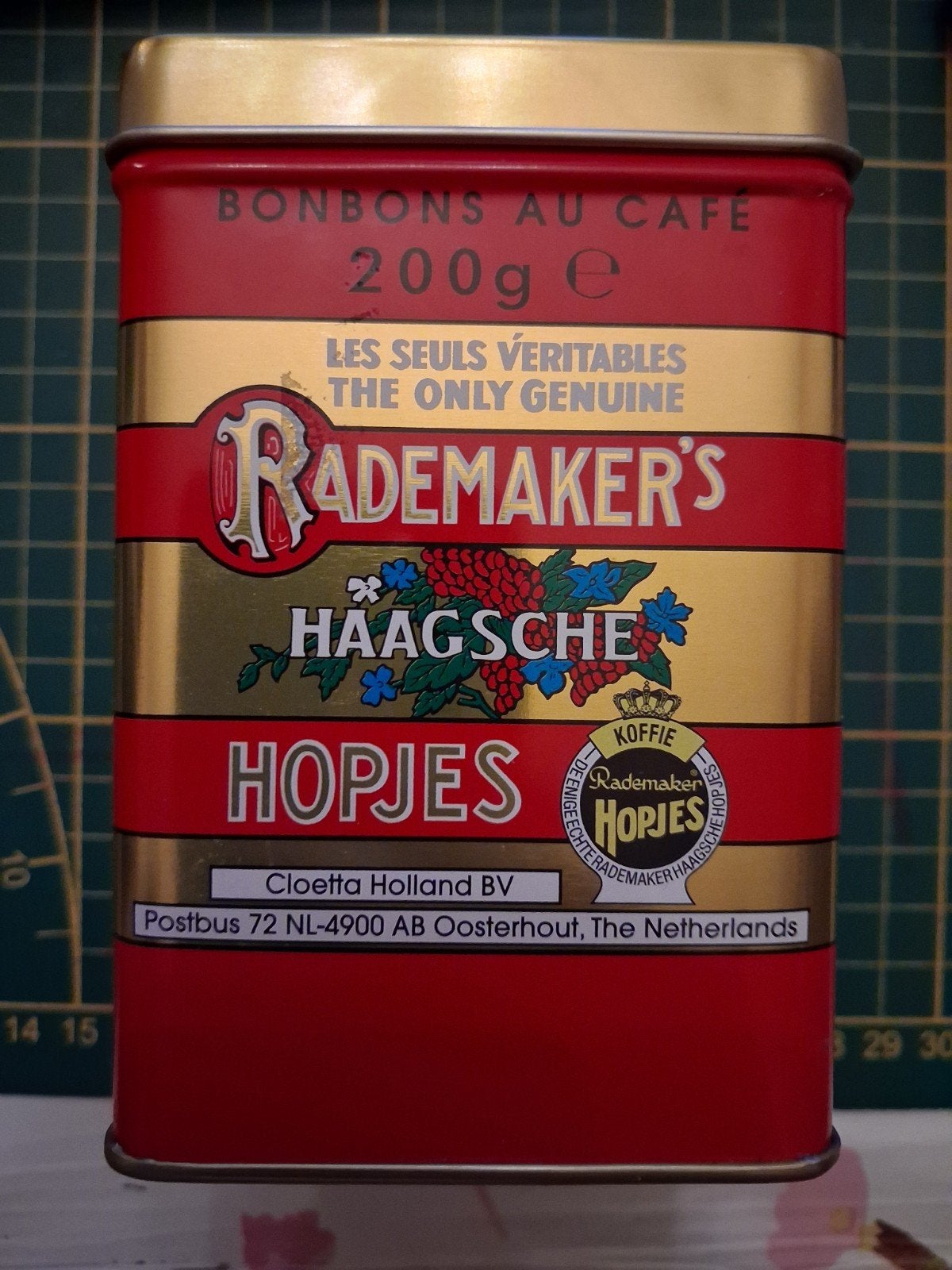 Rademaker's Haagsche Hopjes Kaffeebonbons blik, Verzamelen, Ophalen of Verzenden, Zo goed als nieuw, Koek(jes), Overige merken