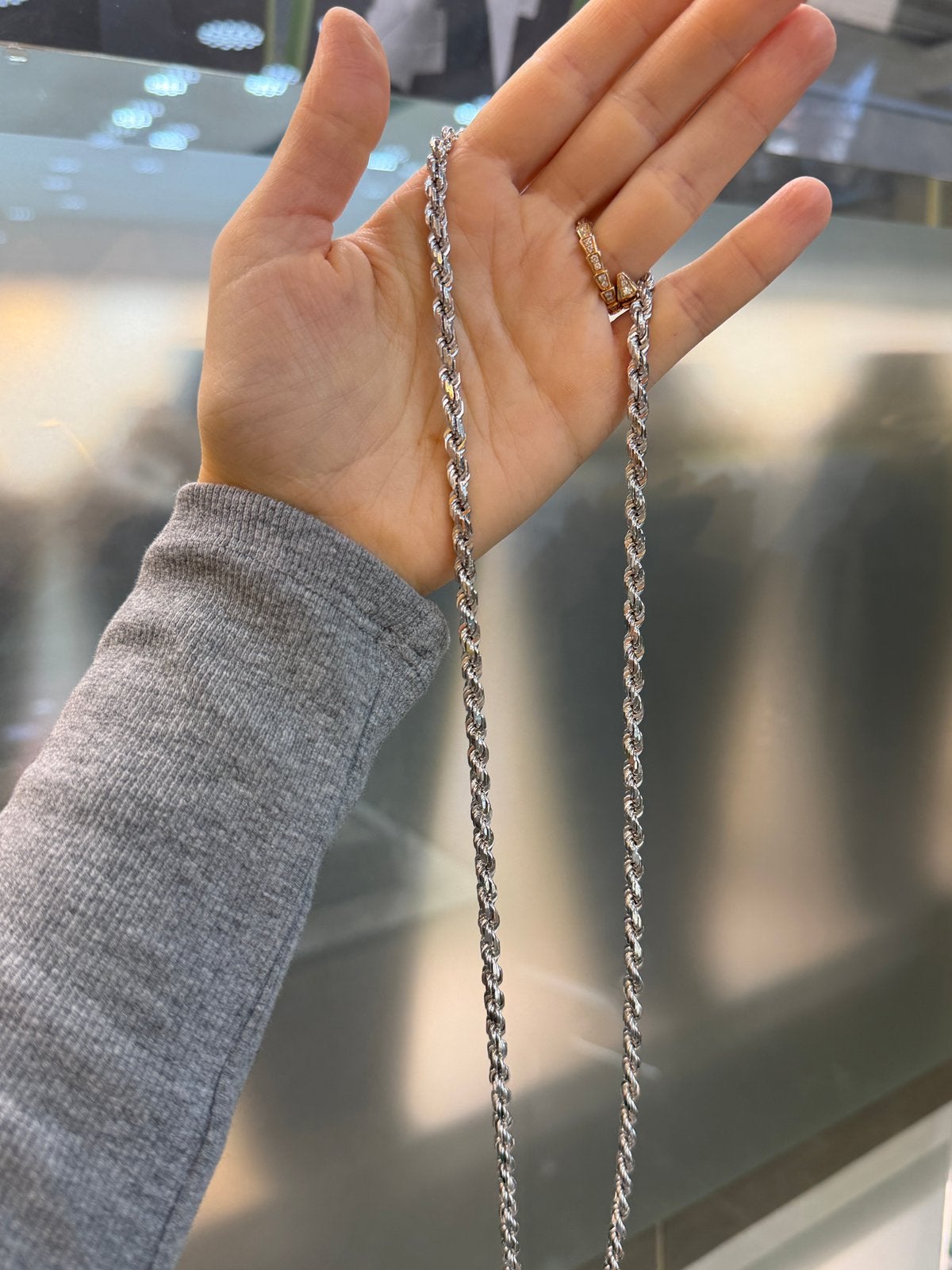 14KT Wit Goud - 64 Gram - Ketting - ROPE - Herenketting, Ophalen, Nieuw, Wit, Goud