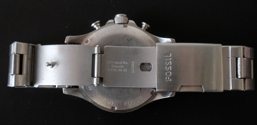 Fossil Nate JR1468 46mm Stainless Steel Heren Horloge, Sieraden, Tassen en Uiterlijk, Overige merken, Staal, Gebruikt, Staal