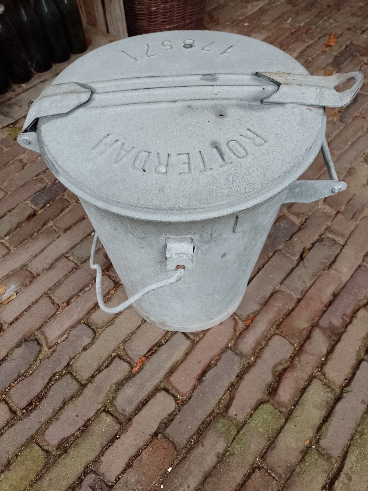 Harde zinken vuilnisbak Rotterdam vuilnisemmer vintage, 40 liter of meer, Ophalen of Verzenden