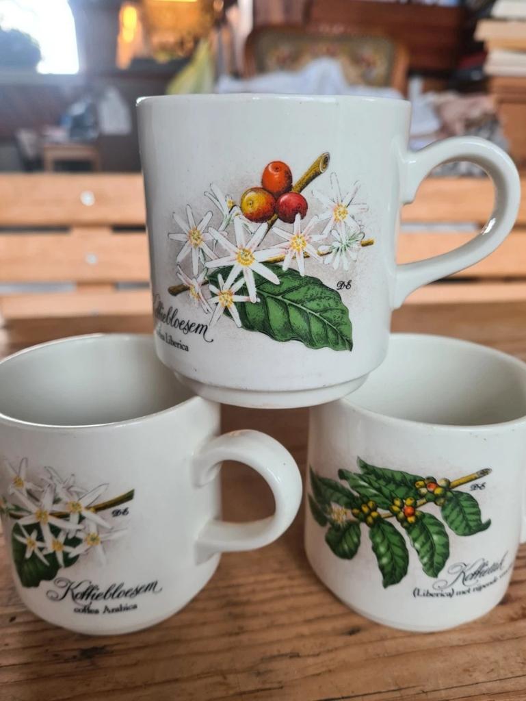 Villeroy & Boch Koffiebloesem mokken DE (3 stuks), Ophalen of Verzenden, Zo goed als nieuw, Overige stijlen, Kop(pen) en/of Schotel(s)