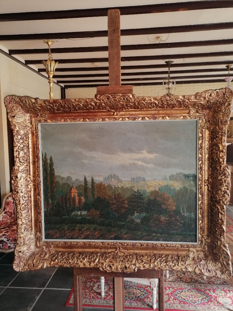 Jules van Wanzeele topografische werk olie op doek, Ophalen