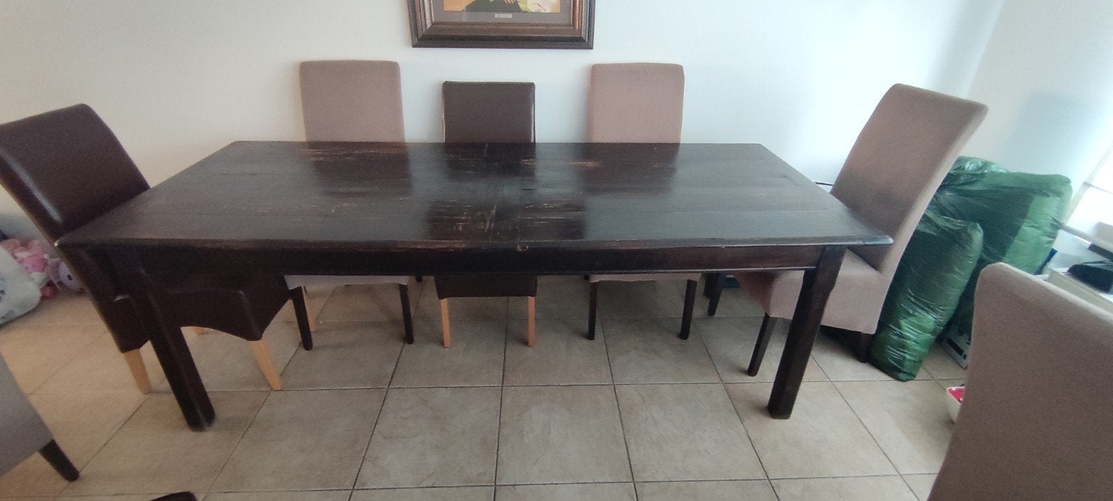 Robuuste eettafel met 8 stoelen, Ophalen, 50 tot 100 cm, Vijf personen of meer, 150 tot 200 cm