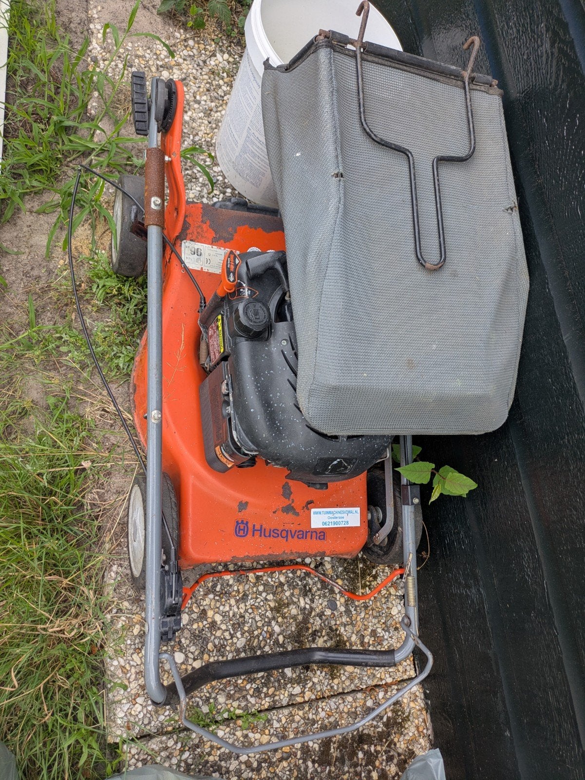 Husqvarna duwmaaier - defect (voor onderdelen/reparatie), Tuin en Terras, Gebruikt, Ophalen of Verzenden, Husqvarna, Opvangzak