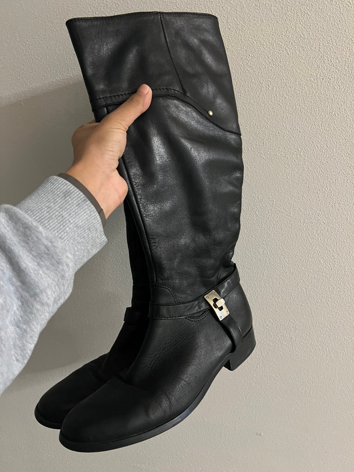 Dames laarzen boots hoge laarzen 39 leer nieuw slot detail, Hoge laarzen, Zwart, Nieuw, Ophalen of Verzenden