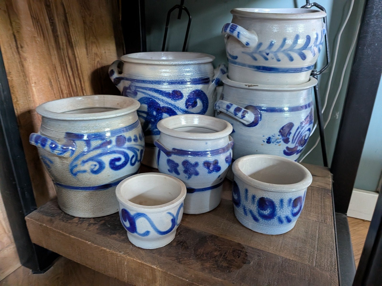 Set van 8 Keulse Potten - Blauw Aardewerk in Diverse Maten, Antiek en Kunst, Ophalen of Verzenden