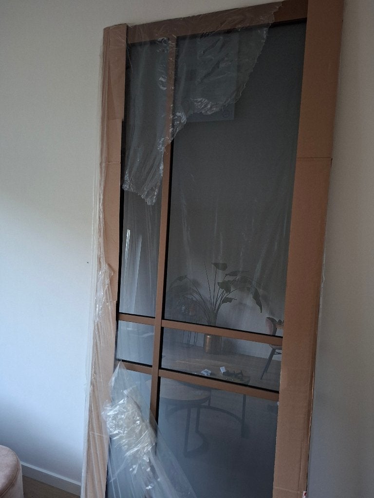 Arne & Bodil binnendeur rook glas - metallic brons staallook, Ophalen, 80 tot 100 cm, 215 cm of meer, Binnendeur