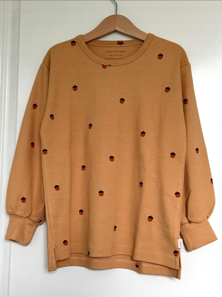 Tinycottons longsleeve maat 8 zgan met eikeltjesprint, Ophalen of Verzenden, Zo goed als nieuw, Jongen of Meisje, Shirt of Longsleeve