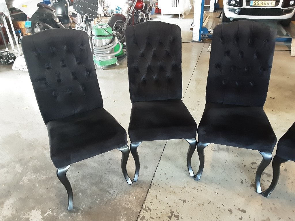 Stoelen 6x velours barokstijl, Ophalen, Barok, Zwart, Zo goed als nieuw