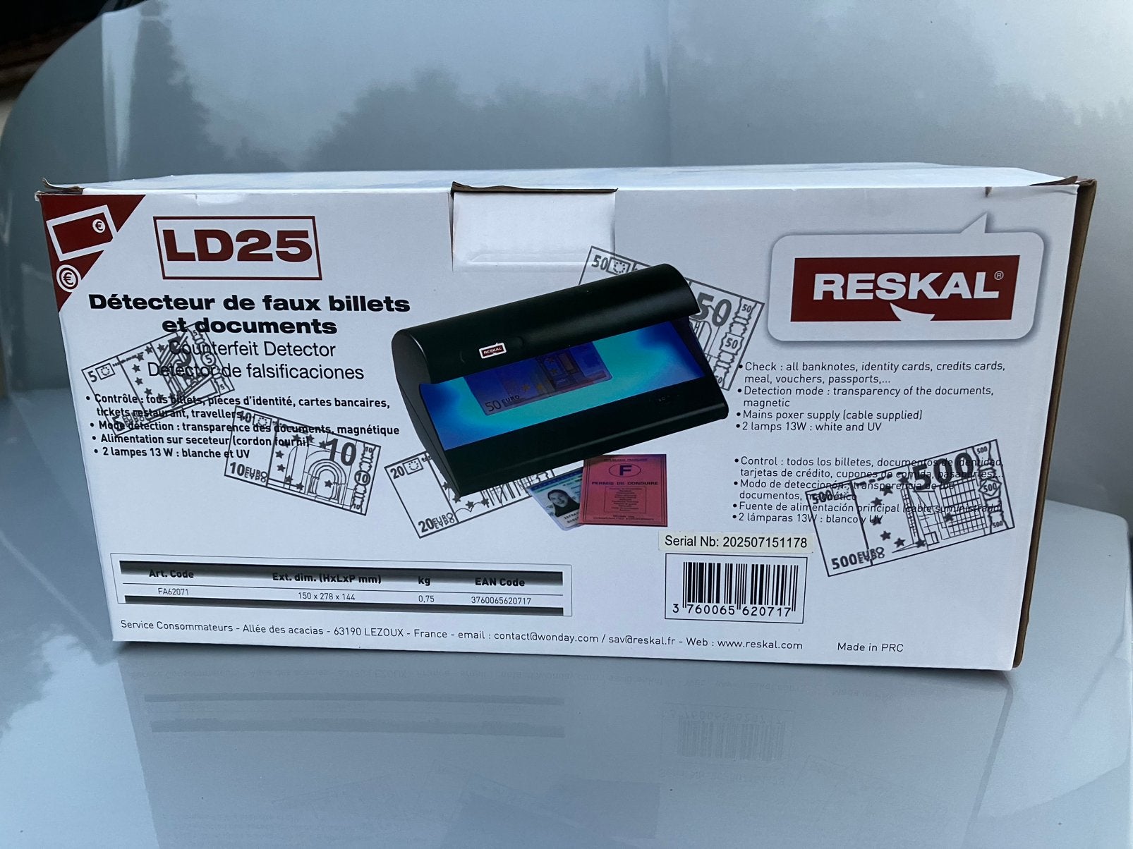 Reskal LD25 detector voor vals geld - creditcards - paspoort, Postzegels en Munten, Ophalen of Verzenden, Valsgelddetector