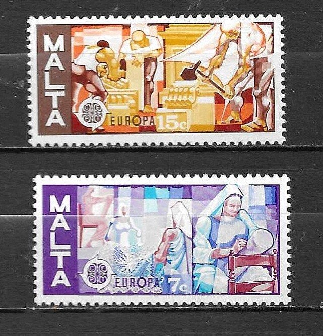 Malta Europa postzegels 15c en 7c, Ophalen of Verzenden, Malta, Postfris