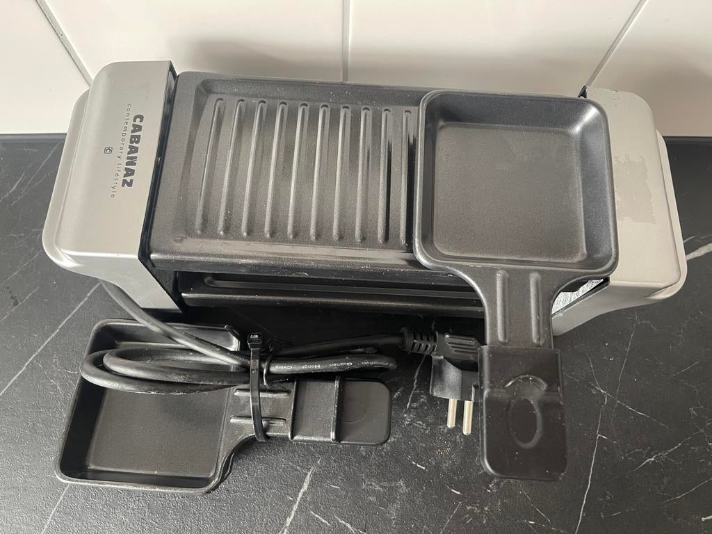 CABANAZ Grillset, raclette,tafelgrill voor 2 personen, grijs, Ophalen of Verzenden, Zo goed als nieuw