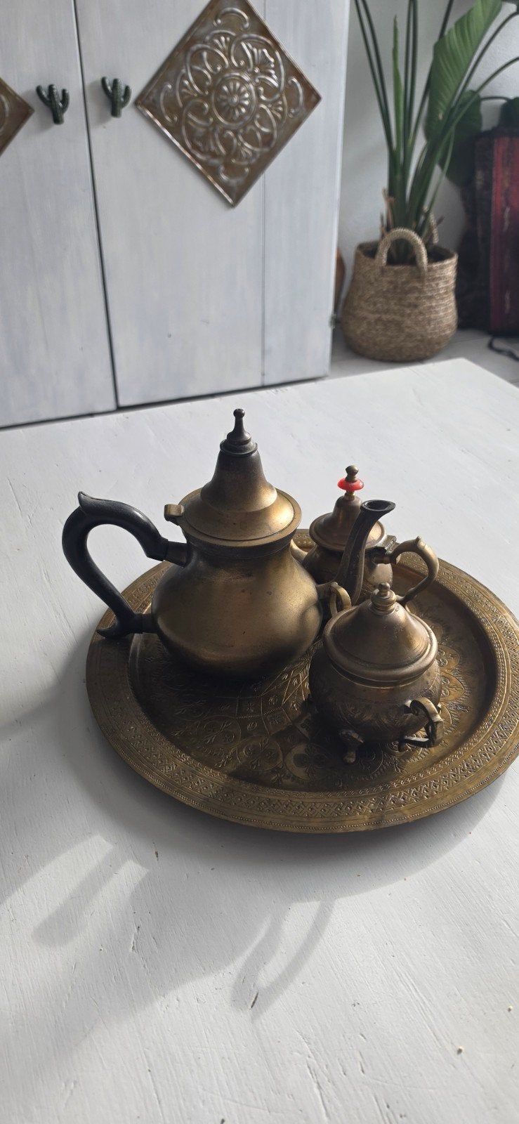Vintage Marokkaanse theeset met dienblad, Ophalen of Verzenden