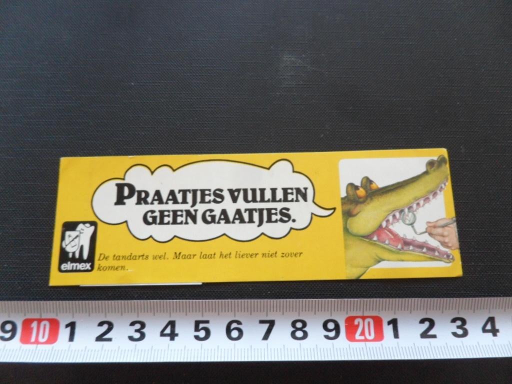 sticker elmex tandpasta strip krokodil praatjes vullen geen, Verzamelen, Ophalen, Zo goed als nieuw