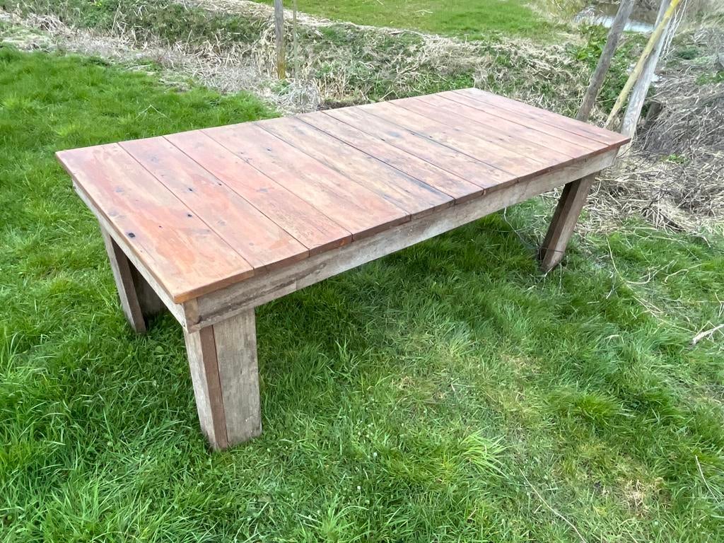 Robuuste landelijke tafel, Huis en Inrichting, Gebruikt, 100 tot 150 cm, 200 cm of meer, Ophalen of Verzenden