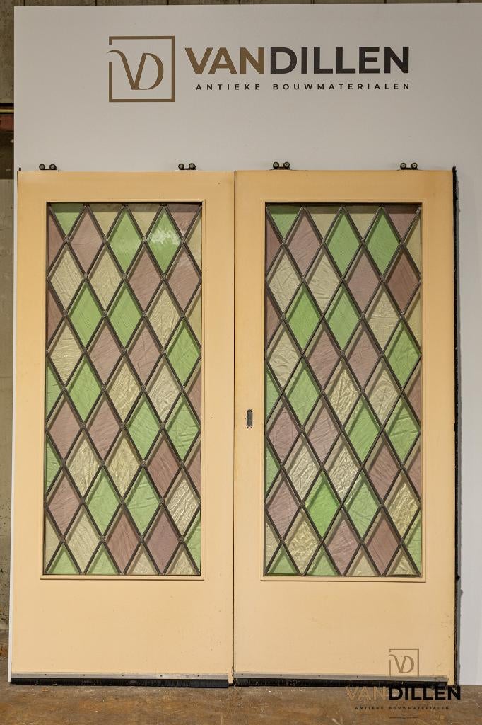 Ensuite deuren glas in lood kleur met ruit glas, Gebruikt, 120 cm of meer, Binnendeur, Ophalen of Verzenden