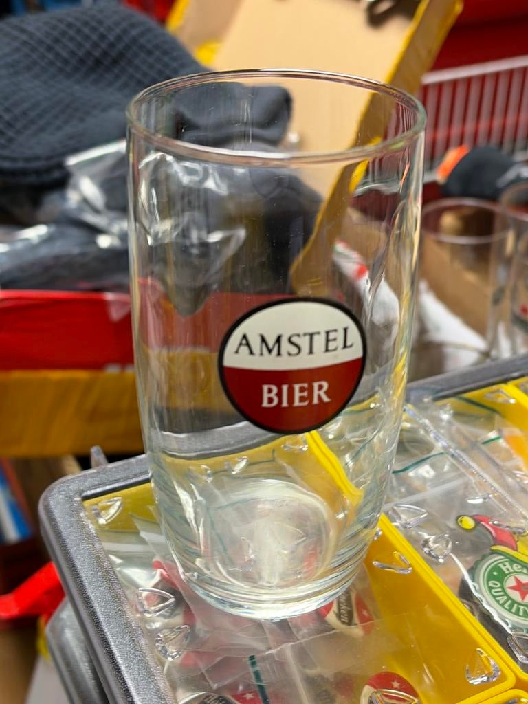 Glas amstel oud tonnetje, Ophalen, Zo goed als nieuw, Bierglas
