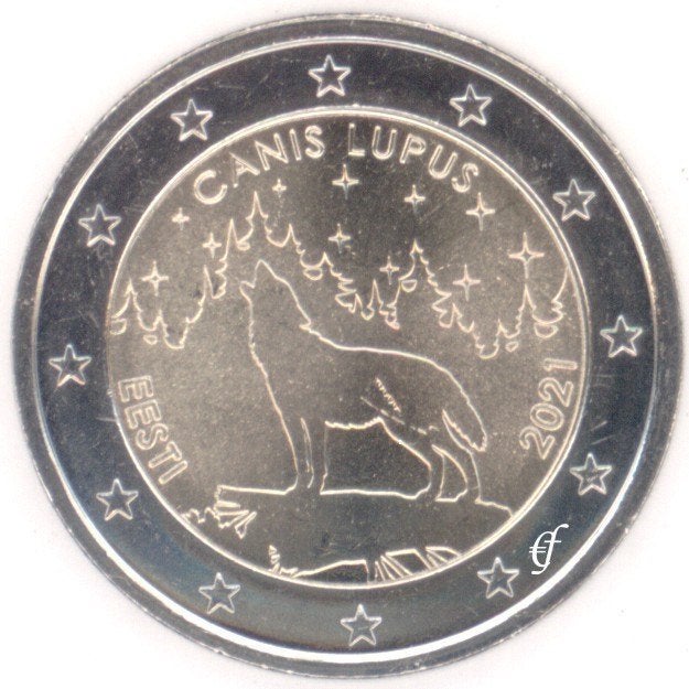 2 Euro Estland 2021 - Wolf - UNC, Verzenden, Estland, 2 euro, Losse munt