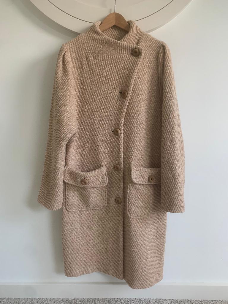 Caroline Biss, wollen jas beige S (ZGAN), Verzenden, Beige, Zo goed als nieuw, Maat 36 (S)