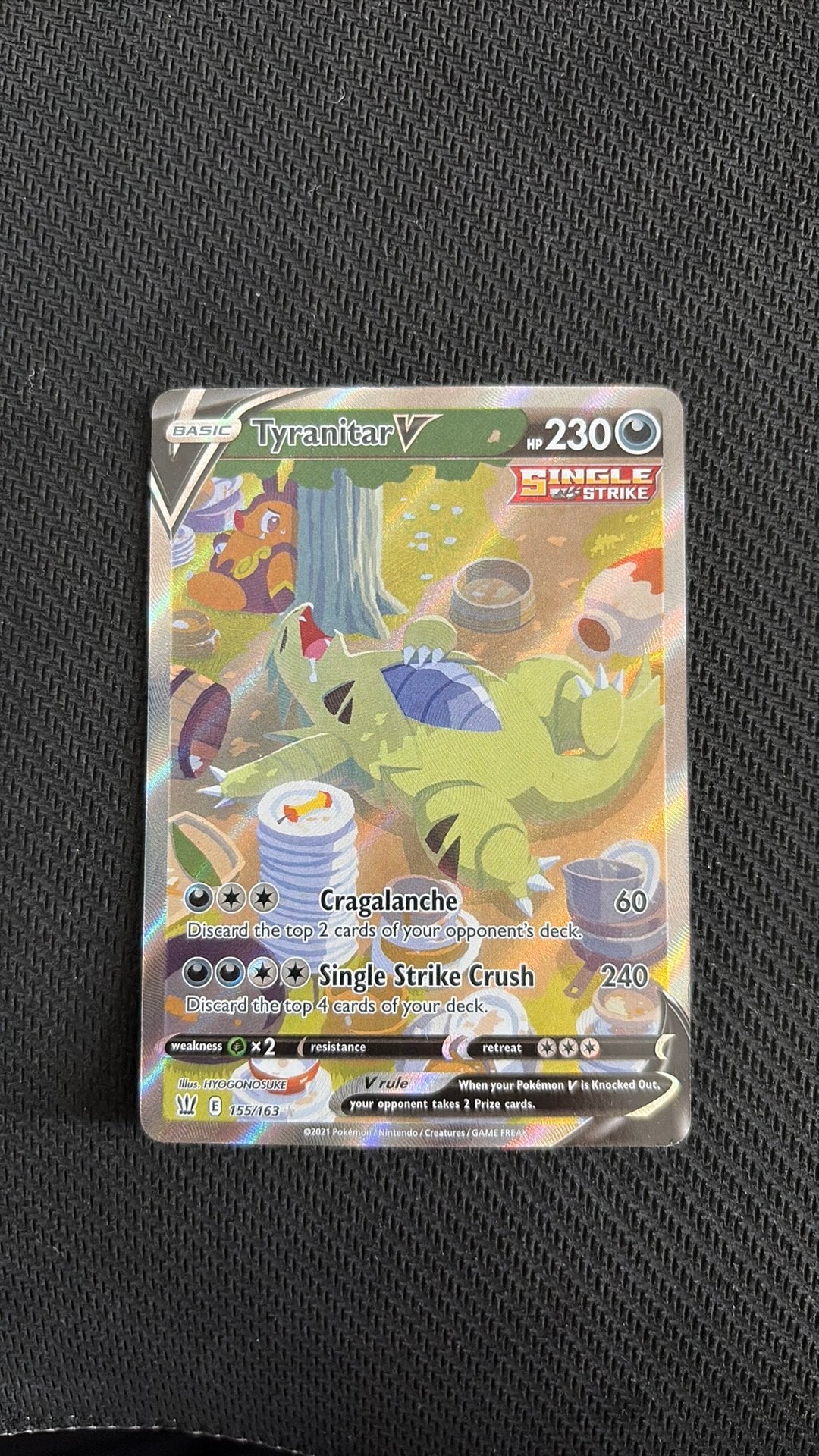 Tyranitar V 155/163, Ophalen of Verzenden, Zo goed als nieuw, Losse kaart, Foil