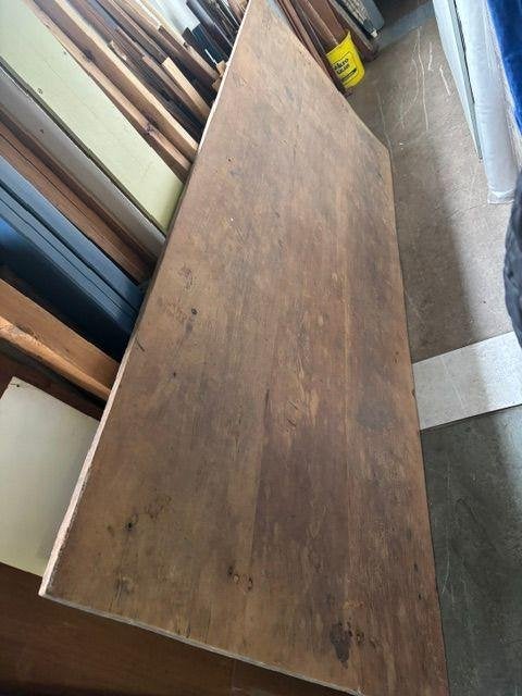 Teak houten tafelblad zeer mooi oud geleefd hout blad tafel, Ophalen