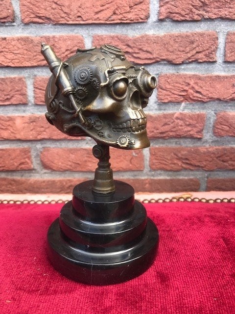 SKULL/SCHEDEL, brons en marmer, Ophalen of Verzenden