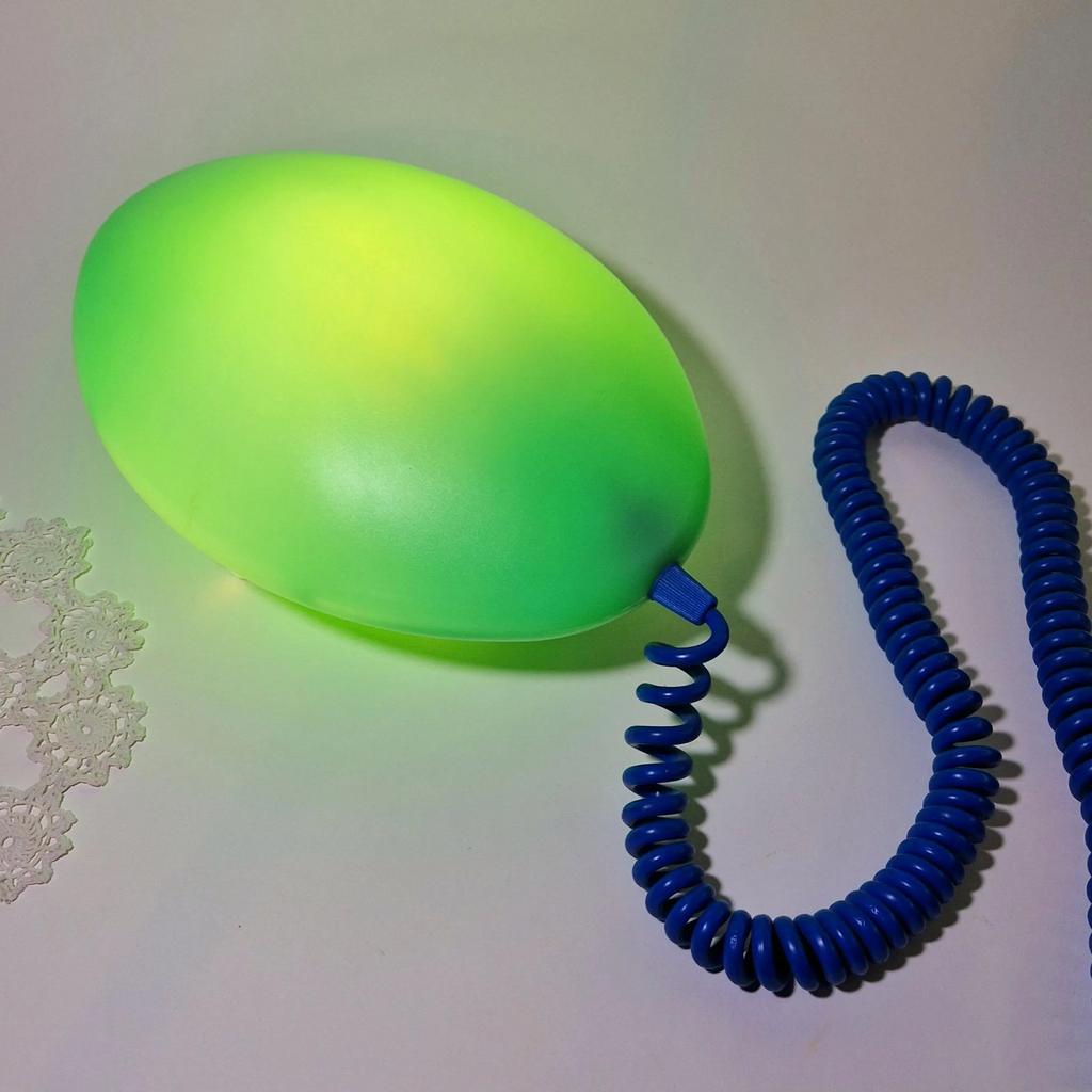 Vintage IKEA LÖV lamp - Groen cocoon design met blauw snoer, Ophalen of Verzenden, Gebruikt
