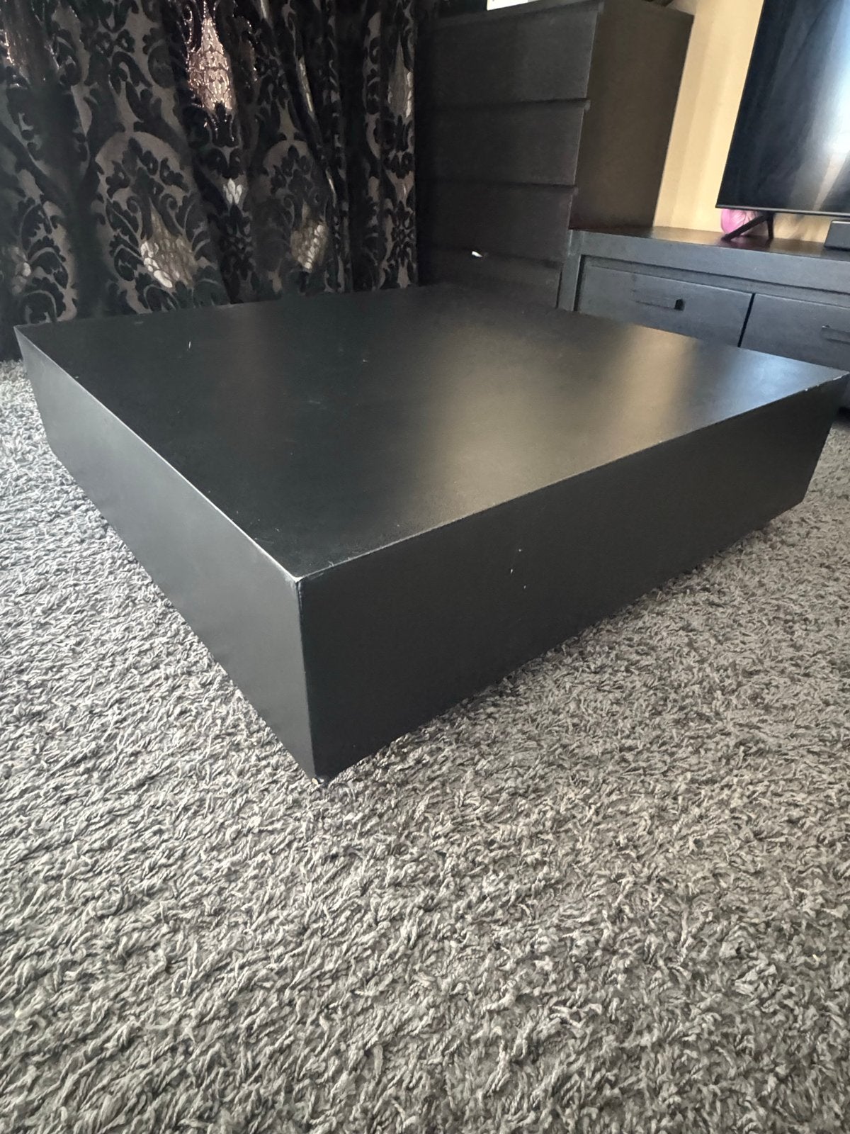 Salontafel blok houten salontafel, vierkant 100 x 100, Ophalen, 50 tot 100 cm, Vierkant, 50 tot 100 cm