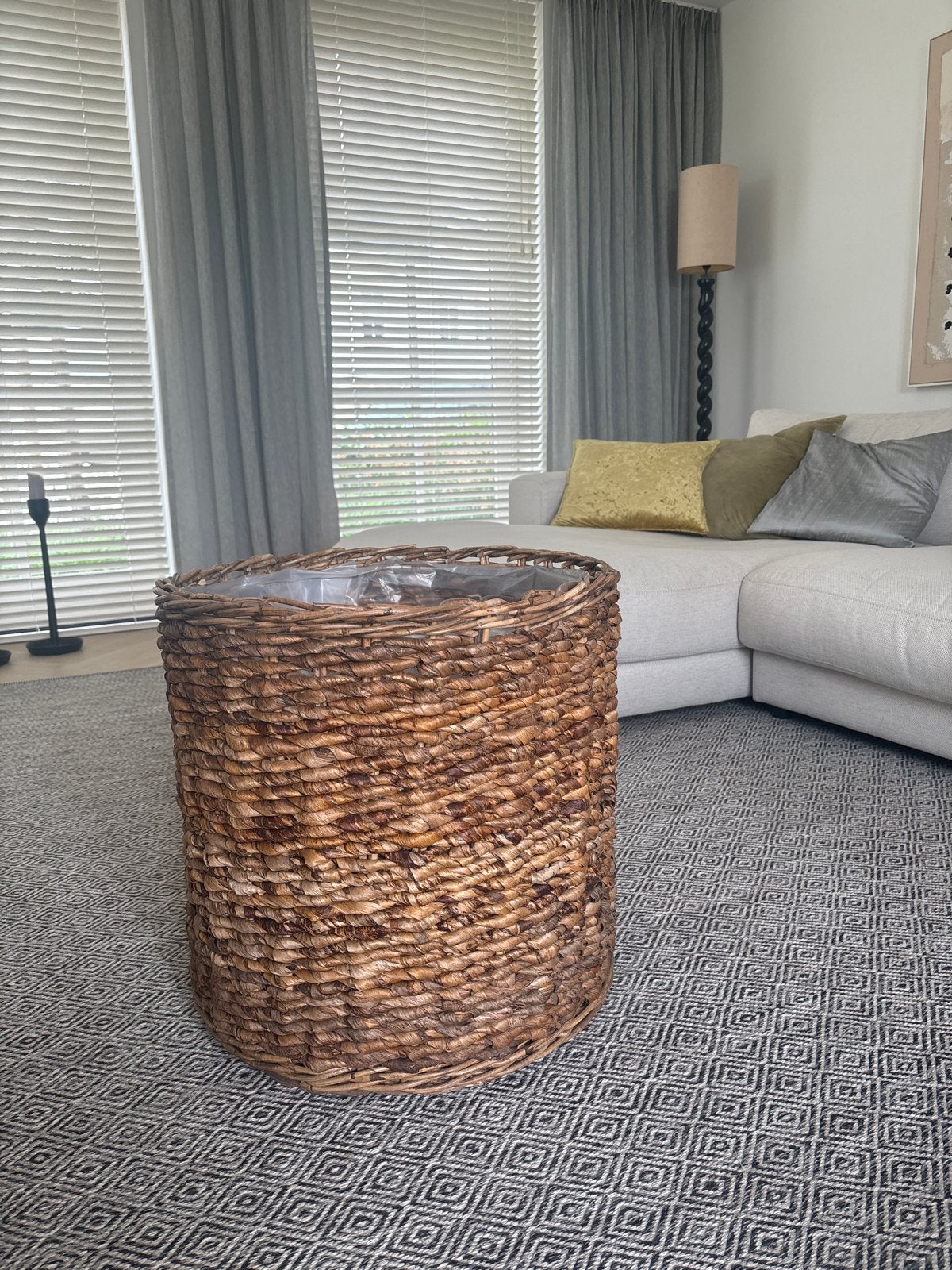Grote rieten plantenmand, zo goed als nieuw, Tuin en Terras, Bloempotten, Ophalen, Overige materialen, 40 cm of meer, Rond