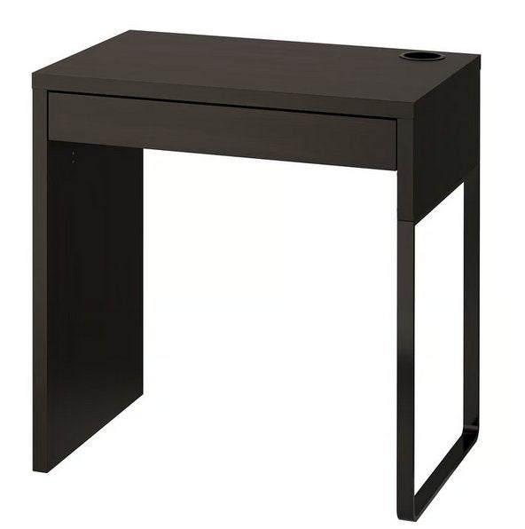 IKEA MICKE Bureau - Donkerbruin met lade en kabelgoot, Ophalen, Zwart, Gebruikt, Kabelgoot
