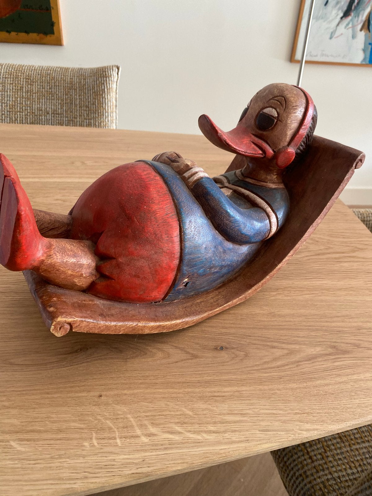Vintage Hobbelend Houten Beeld Eend - Gebruikerssporen, Antiek en Kunst, Overige onderwerpen, Ophalen of Verzenden, Handgemaakt