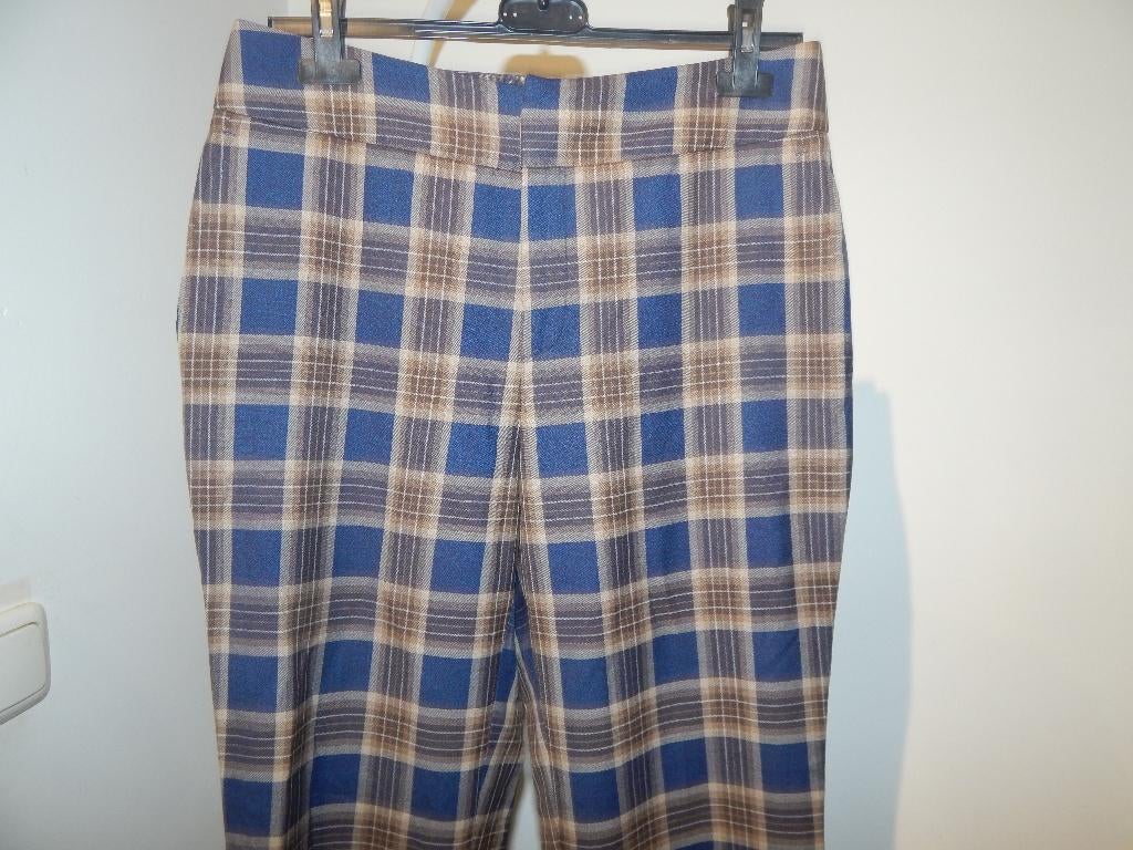 Suistudio smaakvolle broek kobalt ruiten motief dun wol 38, Kleding | Dames, Broeken en Pantalons, Maat 38/40 (M), Zo goed als nieuw