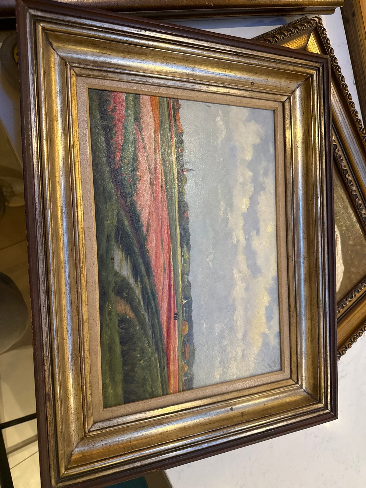 Schilderij L.G. Melis - Landschap met bloemenveld, Ophalen of Verzenden