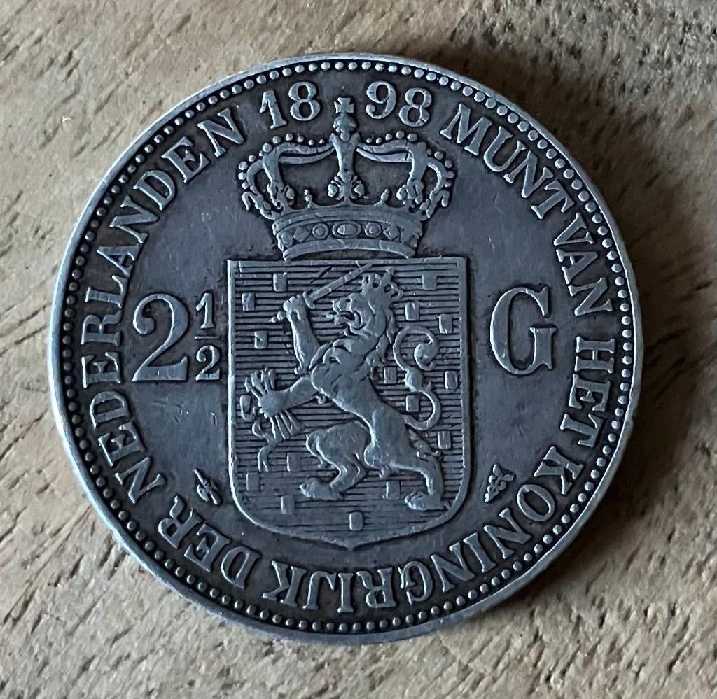 2,5 gulden 1898 Wilhelmina, Ophalen, Zilver, Koningin Wilhelmina, Losse munt