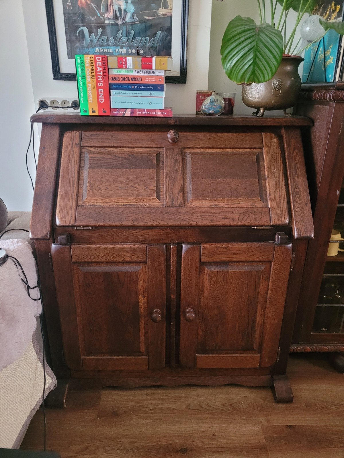 vintage secretaire massief eiken, Ophalen, Zo goed als nieuw