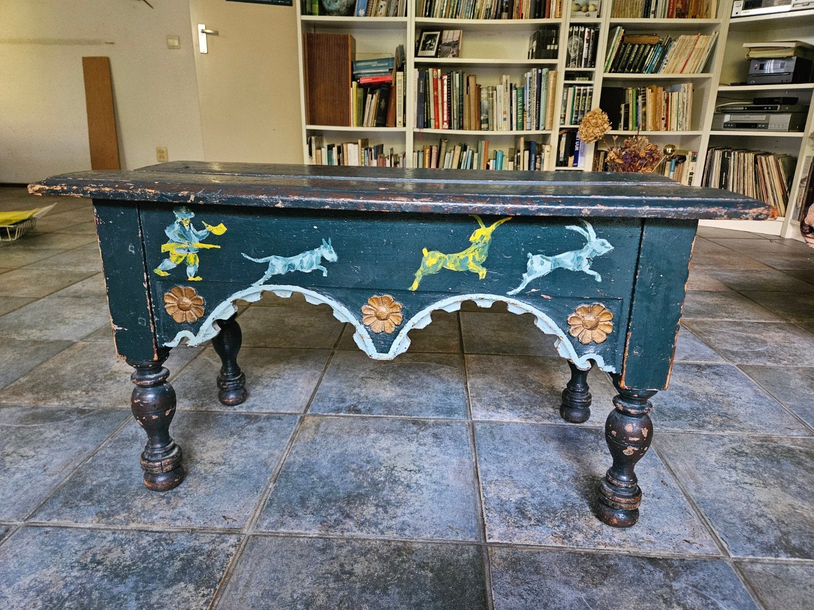 Uniek origineel antiek Amelander beddenbankje (18e eeuw), Antiek en Kunst, Ophalen