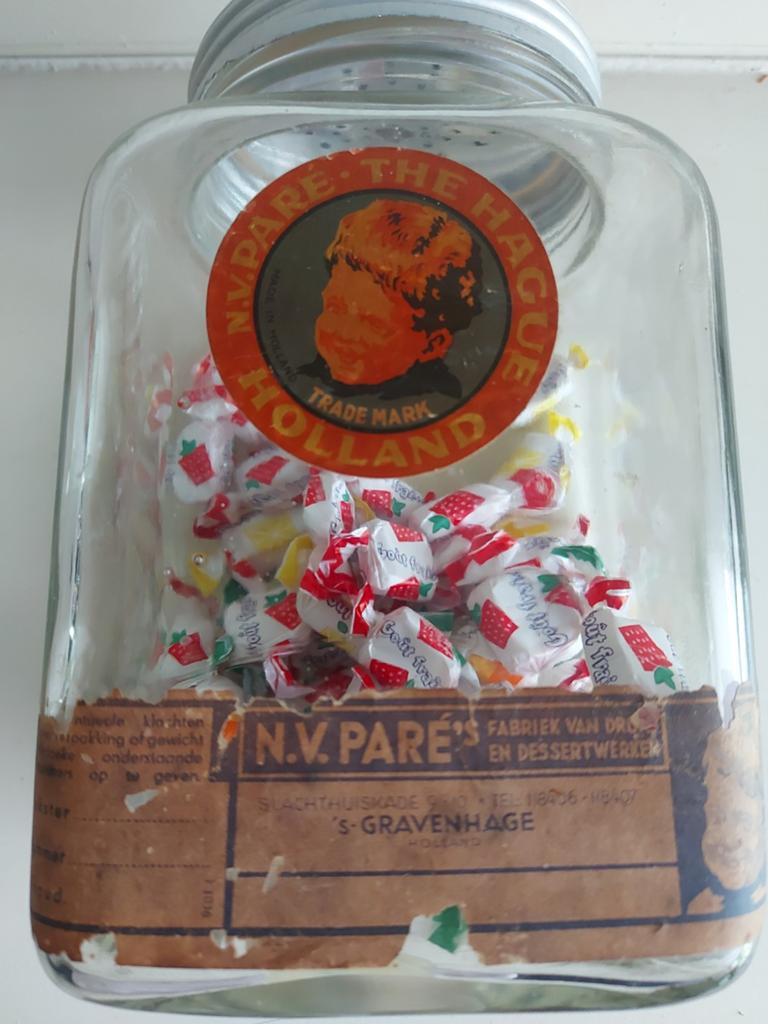 Orginele Paré snoeppot met etiket uit Den Haag, Ophalen of Verzenden