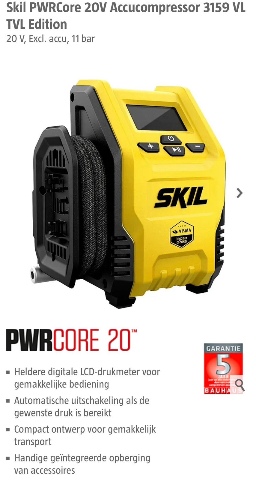 Skil PWRCore 20V Accucompressor 3159 VL TVL Edition, Minder dan 25 liter, Ophalen of Verzenden, Nieuw, Minder dan 200 liter/min
