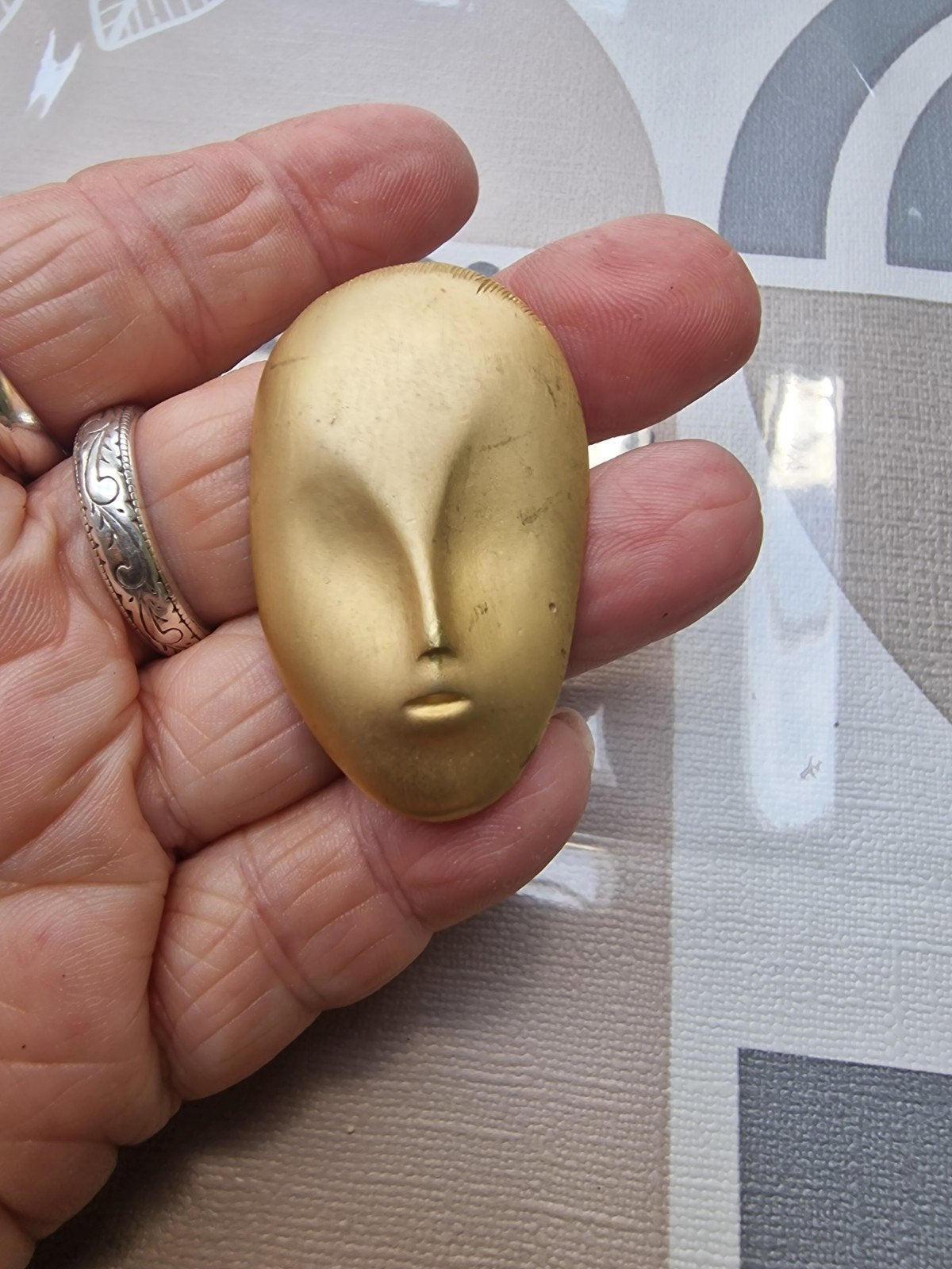 Vintage Broche Gezicht Constantin Brancusi, Overige materialen, 4 tot 7 cm, Gebruikt, Ophalen of Verzenden